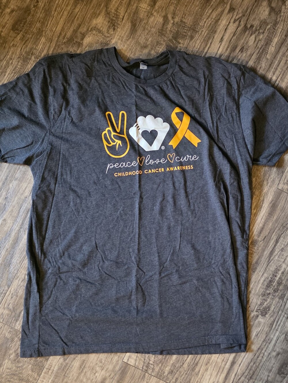 Joe Dimagio Charcoal Short-Sleeve Tee with Yellow Awareness Ribbon